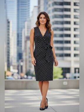 Vintage Jones NY Black Polka Dot Dress Size 12